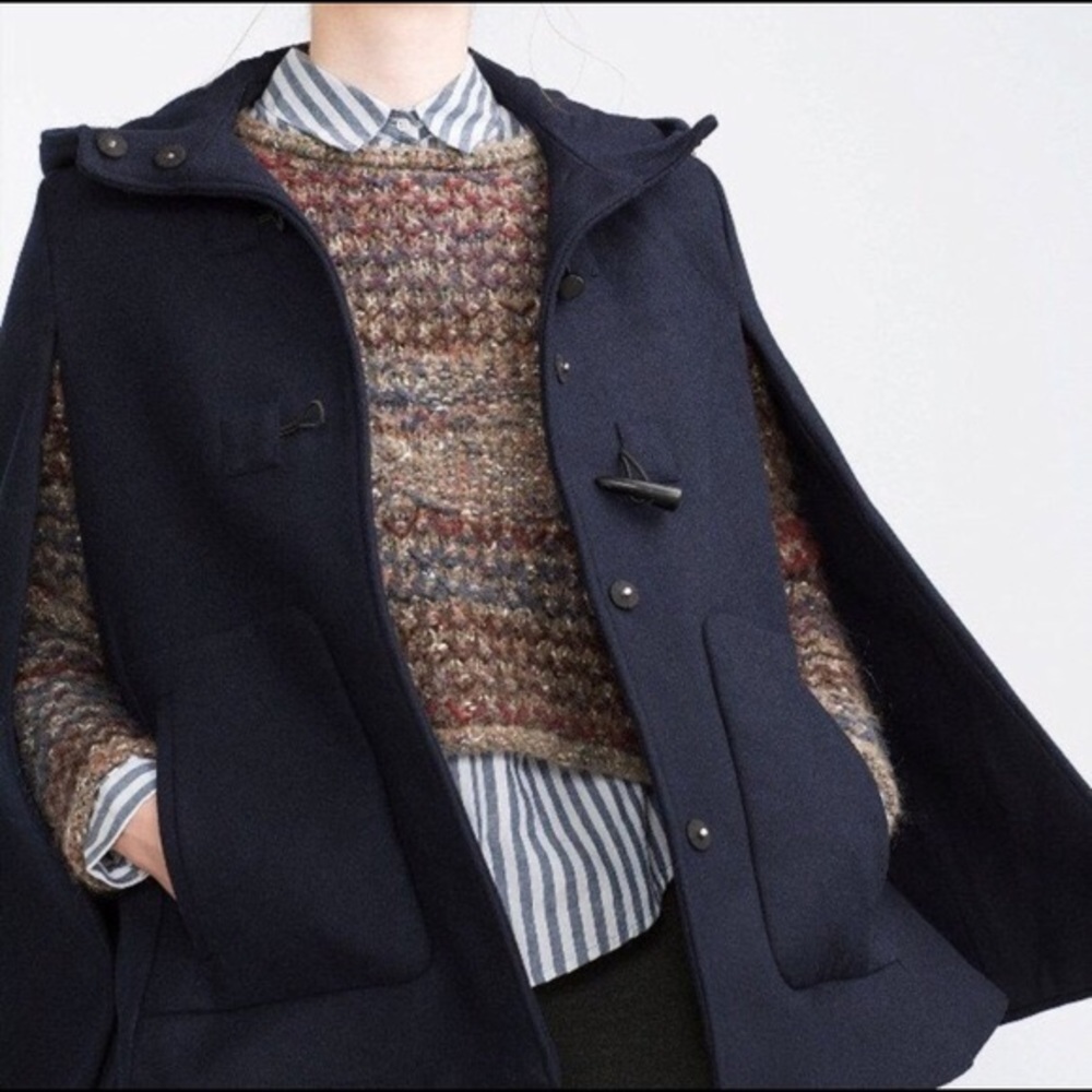 Zara Navy Wool Cape